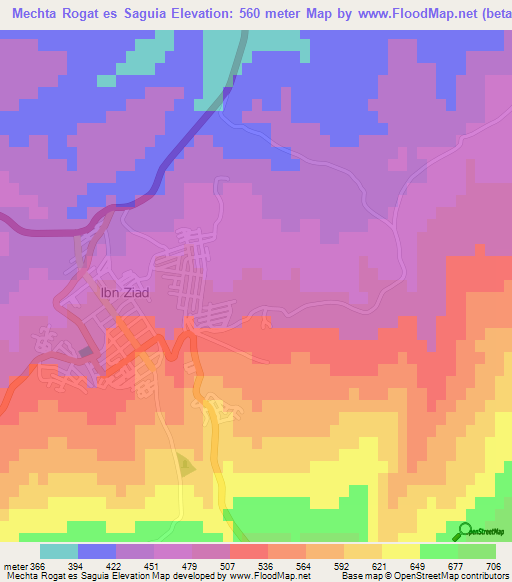 Mechta Rogat es Saguia,Algeria Elevation Map