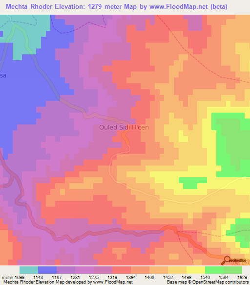 Mechta Rhoder,Algeria Elevation Map