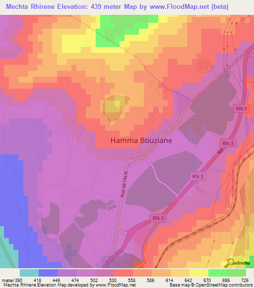 Mechta Rhirene,Algeria Elevation Map