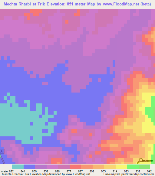 Mechta Rharbi et Trik,Algeria Elevation Map