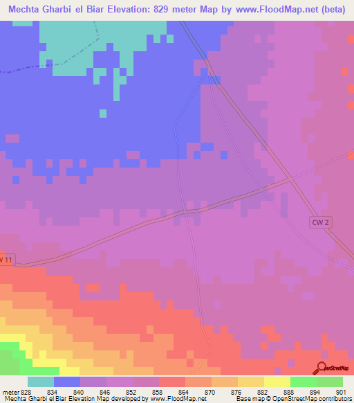 Mechta Gharbi el Biar,Algeria Elevation Map