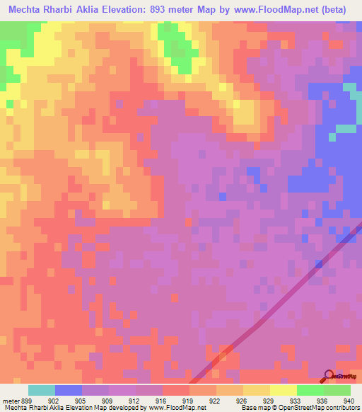 Mechta Rharbi Aklia,Algeria Elevation Map