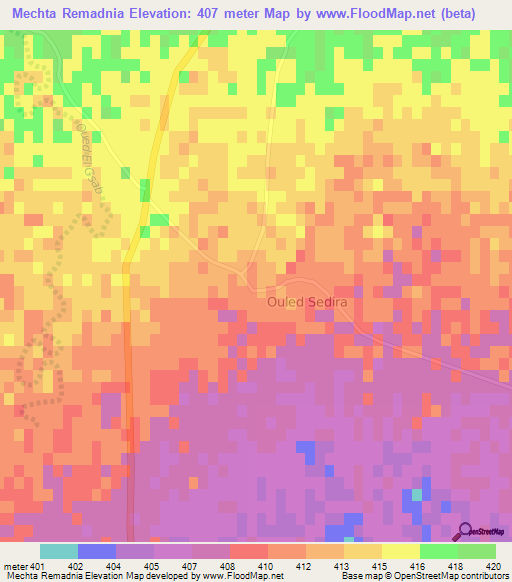 Mechta Remadnia,Algeria Elevation Map