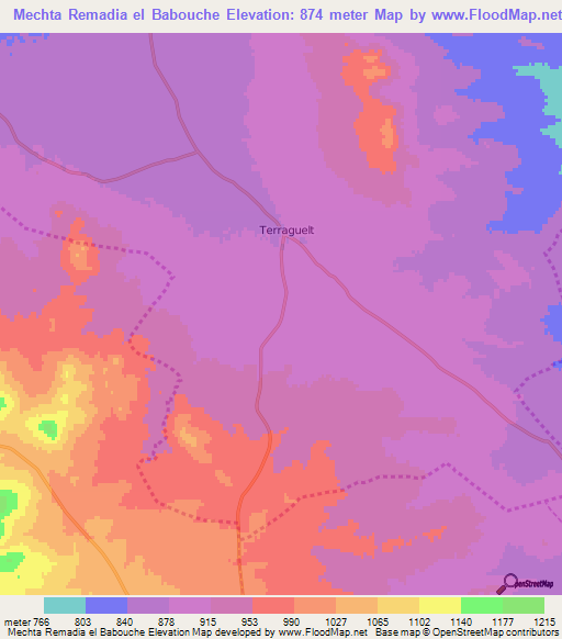 Mechta Remadia el Babouche,Algeria Elevation Map