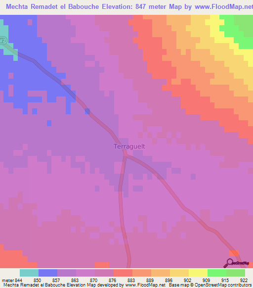 Mechta Remadet el Babouche,Algeria Elevation Map