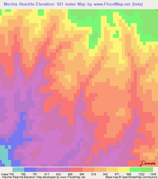 Mechta Reachla,Algeria Elevation Map
