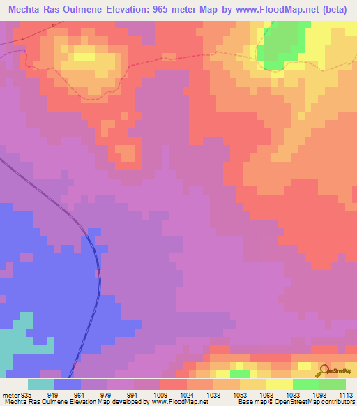 Mechta Ras Oulmene,Algeria Elevation Map
