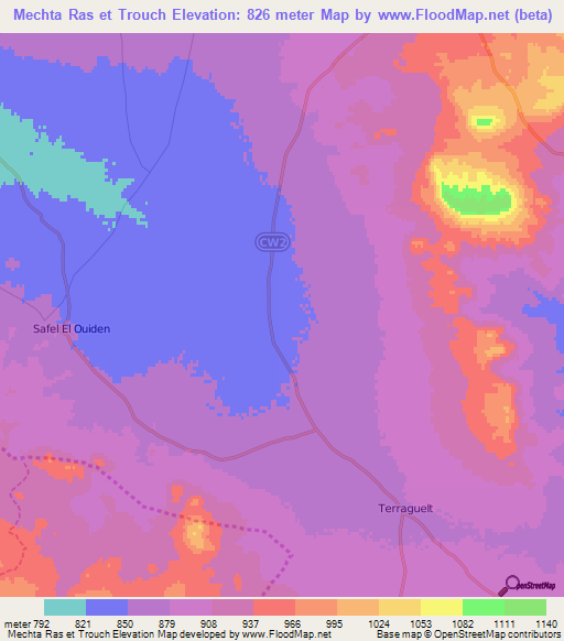 Mechta Ras et Trouch,Algeria Elevation Map