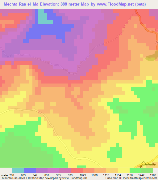 Mechta Ras el Ma,Algeria Elevation Map