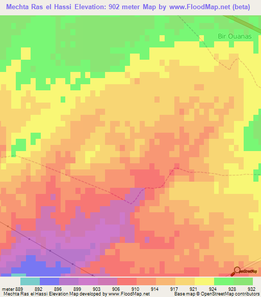 Mechta Ras el Hassi,Algeria Elevation Map