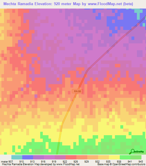 Mechta Ramadia,Algeria Elevation Map