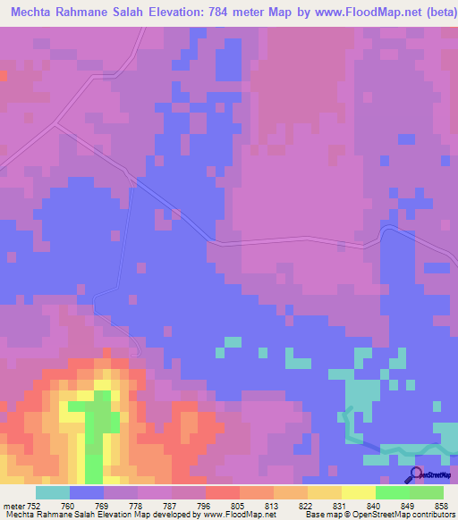 Mechta Rahmane Salah,Algeria Elevation Map