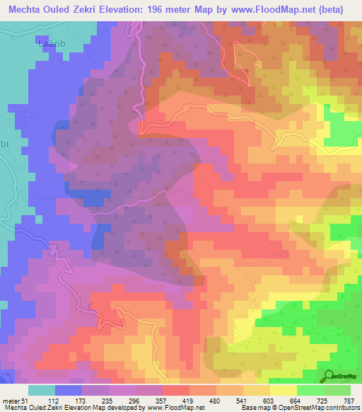 Mechta Ouled Zekri,Algeria Elevation Map