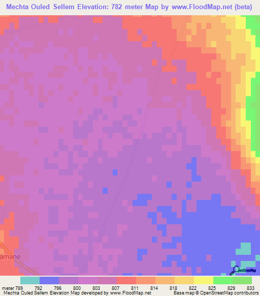 Mechta Ouled Sellem,Algeria Elevation Map