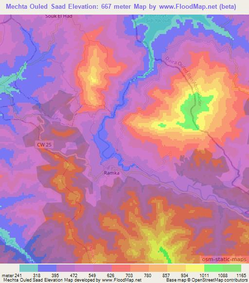 Mechta Ouled Saad,Algeria Elevation Map