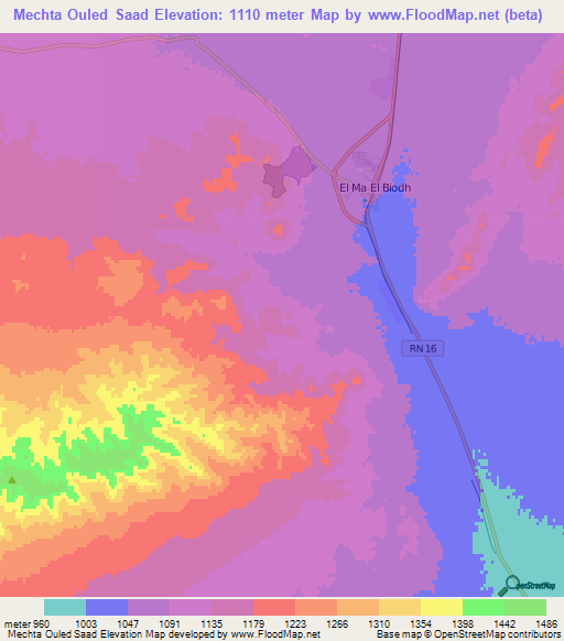 Mechta Ouled Saad,Algeria Elevation Map