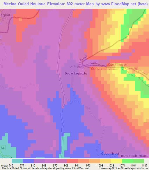 Mechta Ouled Nouioua,Algeria Elevation Map