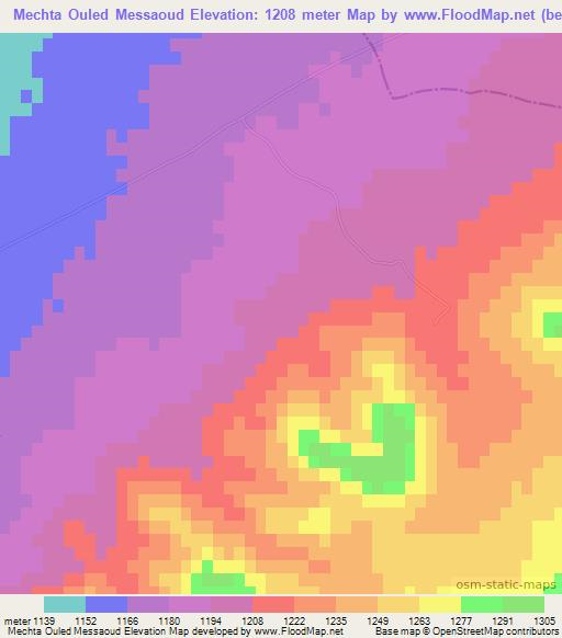 Mechta Ouled Messaoud,Algeria Elevation Map