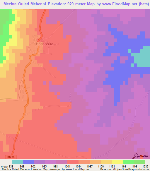 Mechta Ouled Mehenni,Algeria Elevation Map