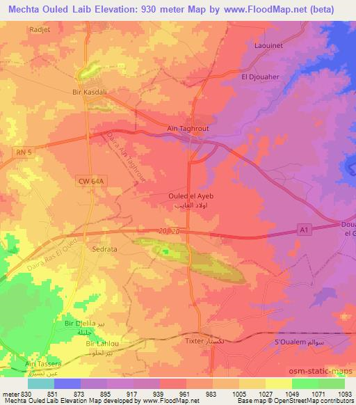 Mechta Ouled Laib,Algeria Elevation Map
