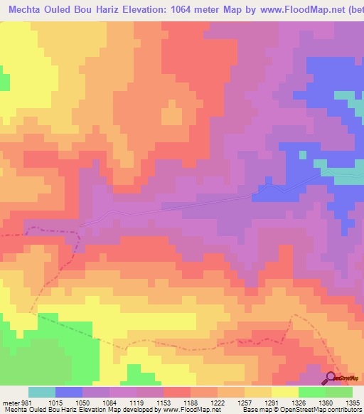 Mechta Ouled Bou Hariz,Algeria Elevation Map