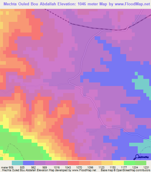 Mechta Ouled Bou Abdallah,Algeria Elevation Map