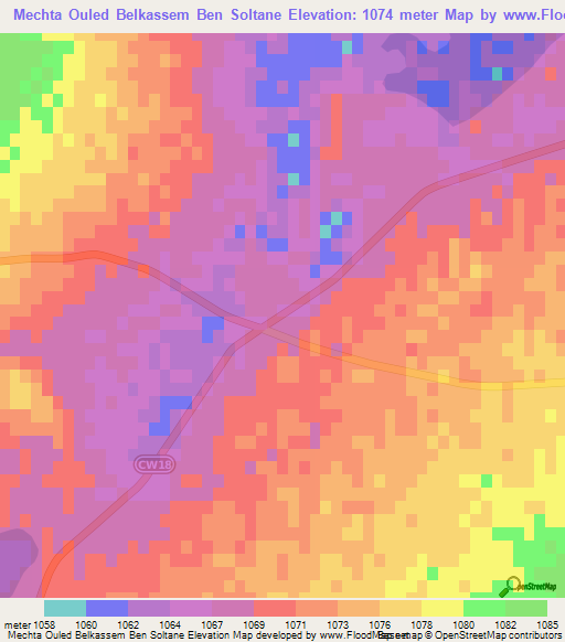 Mechta Ouled Belkassem Ben Soltane,Algeria Elevation Map
