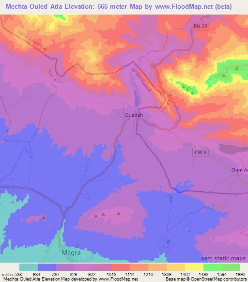 Mechta Ouled Atia,Algeria Elevation Map