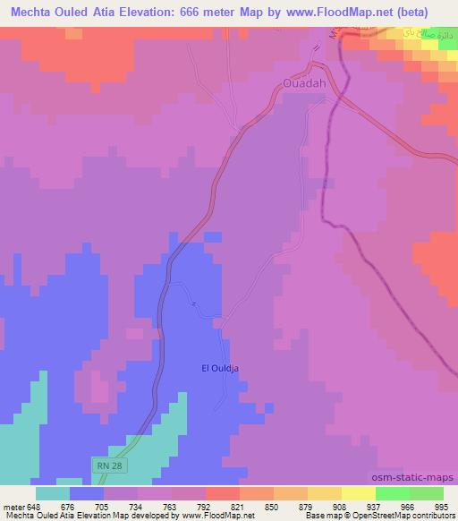 Mechta Ouled Atia,Algeria Elevation Map