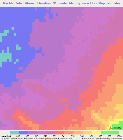 Mechta Ouled Ahmed,Algeria Elevation Map