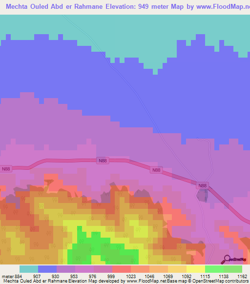 Mechta Ouled Abd er Rahmane,Algeria Elevation Map