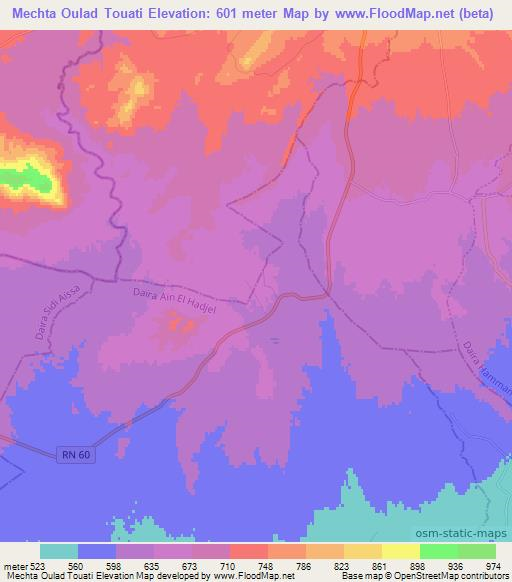 Mechta Oulad Touati,Algeria Elevation Map