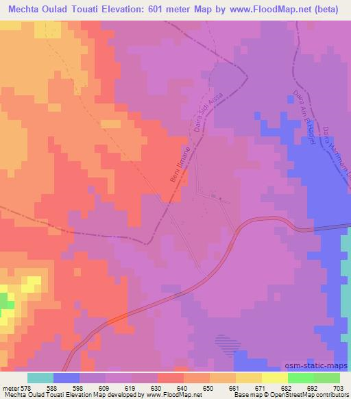 Mechta Oulad Touati,Algeria Elevation Map