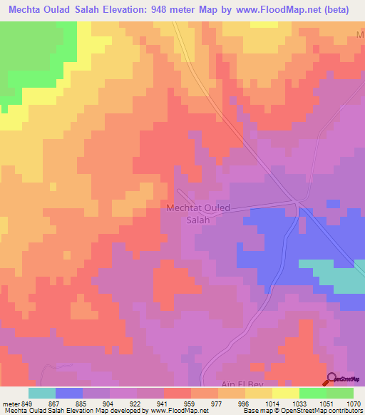 Mechta Oulad Salah,Algeria Elevation Map