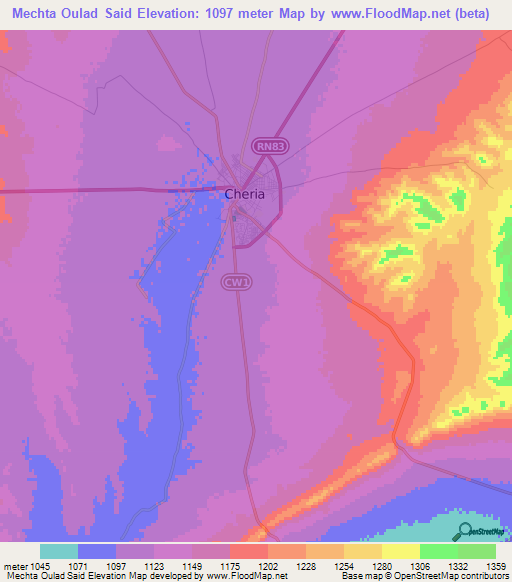 Mechta Oulad Said,Algeria Elevation Map
