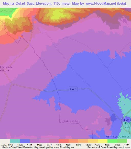 Mechta Oulad Saad,Algeria Elevation Map