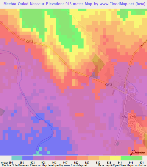 Mechta Oulad Nasseur,Algeria Elevation Map