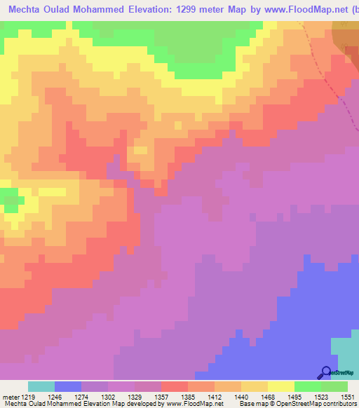 Mechta Oulad Mohammed,Algeria Elevation Map