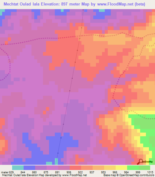 Mechtat Oulad Iala,Algeria Elevation Map