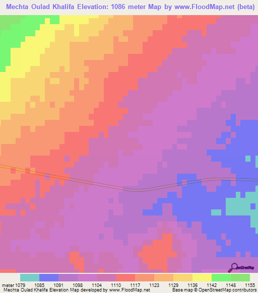Mechta Oulad Khalifa,Algeria Elevation Map