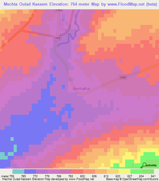 Mechta Oulad Kassem,Algeria Elevation Map