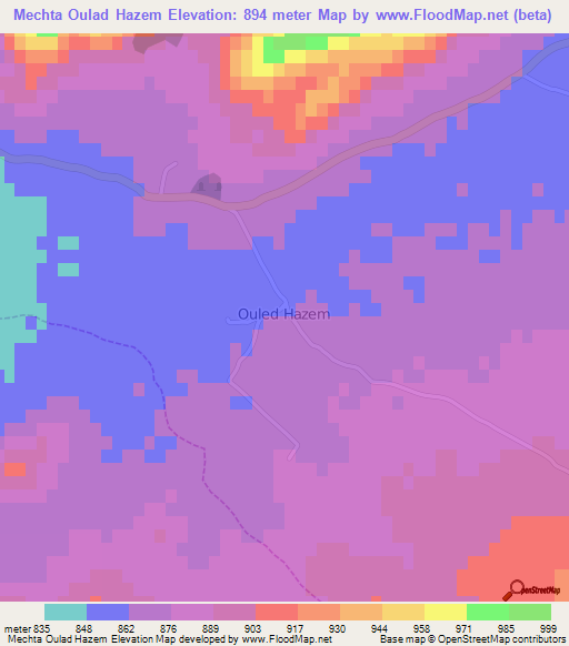 Mechta Oulad Hazem,Algeria Elevation Map