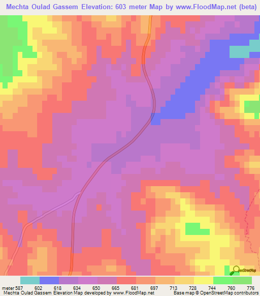 Mechta Oulad Gassem,Algeria Elevation Map