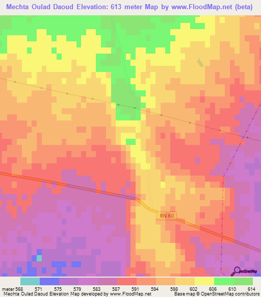 Mechta Oulad Daoud,Algeria Elevation Map