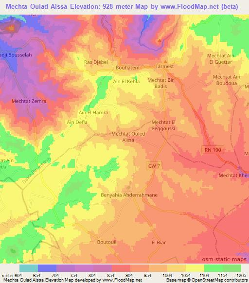 Mechta Oulad Aissa,Algeria Elevation Map
