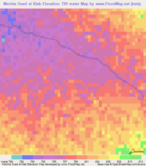 Mechta Oued el Klab,Algeria Elevation Map