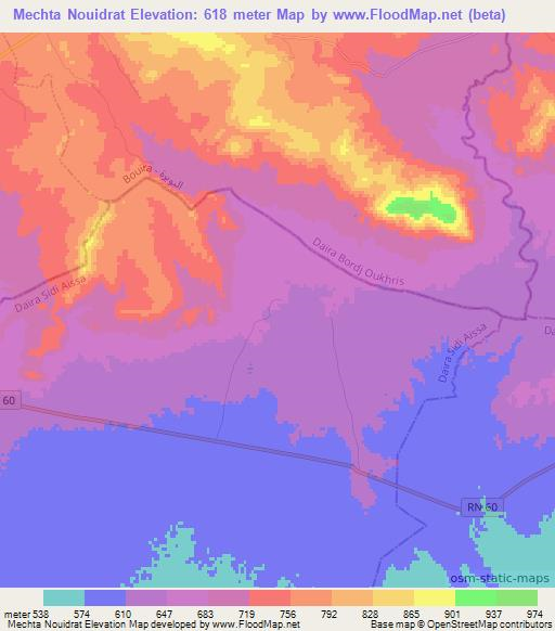 Mechta Nouidrat,Algeria Elevation Map