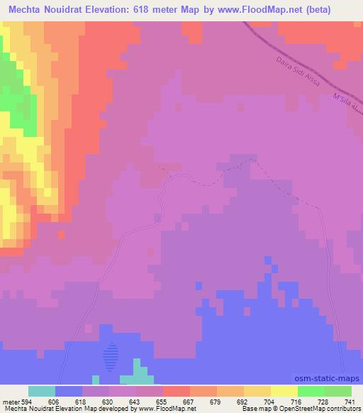 Mechta Nouidrat,Algeria Elevation Map