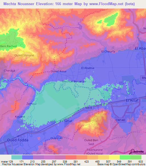 Mechta Nouasser,Algeria Elevation Map