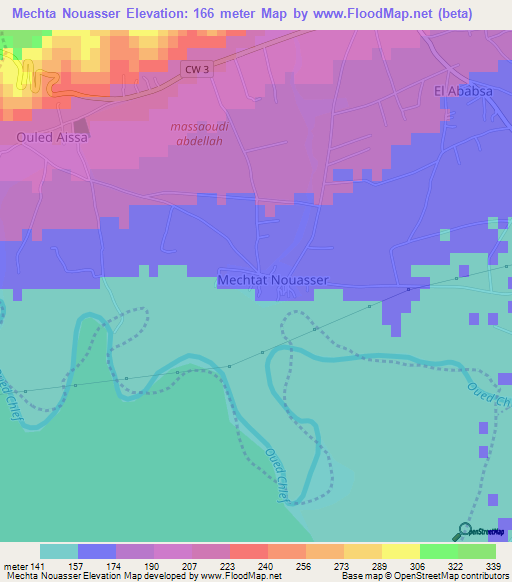 Mechta Nouasser,Algeria Elevation Map